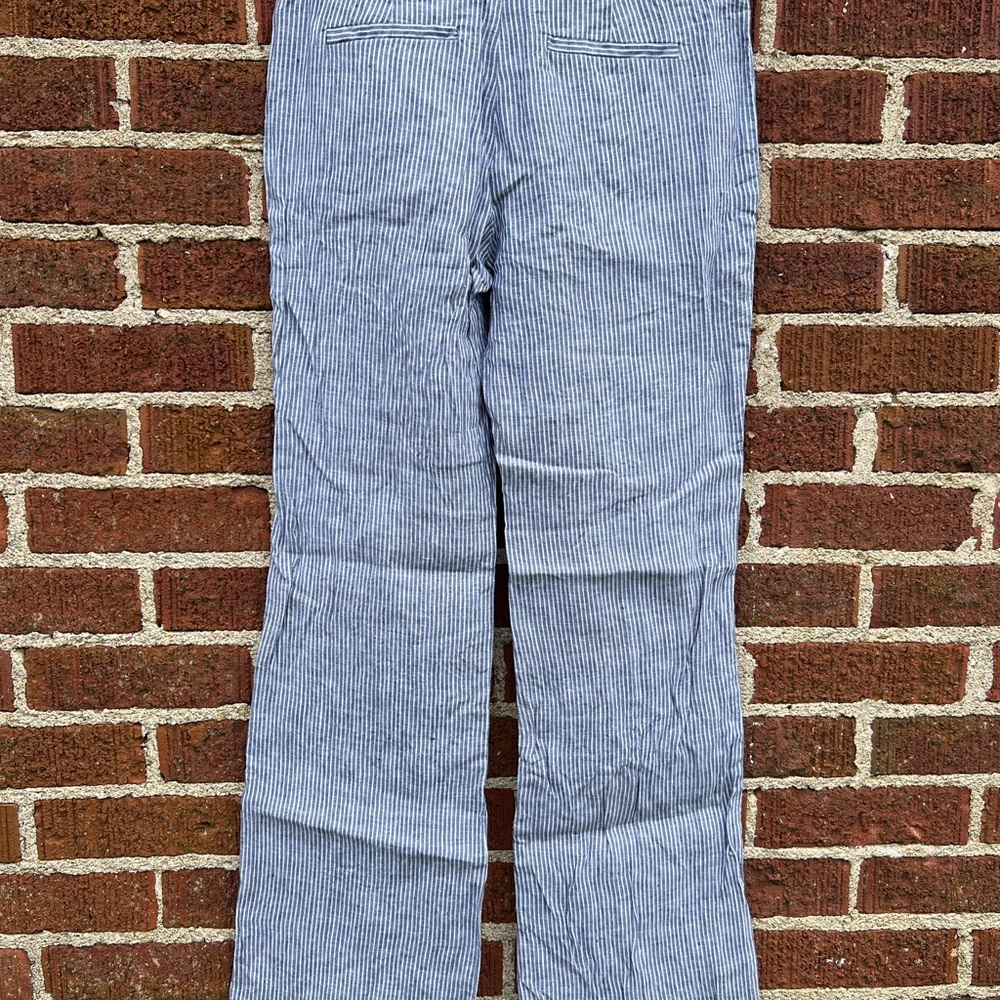 Banana Republic Navy White Striped Martin Fit Pants 100% Linen size 4 Nautical - Picture 4 of 7